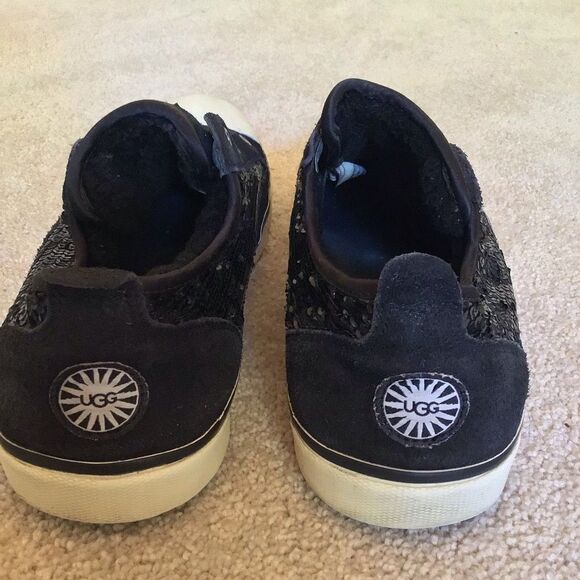 UGG Laela Sparkles Slip On Black Sneakers Suede Sequins - Picture 9 of 11